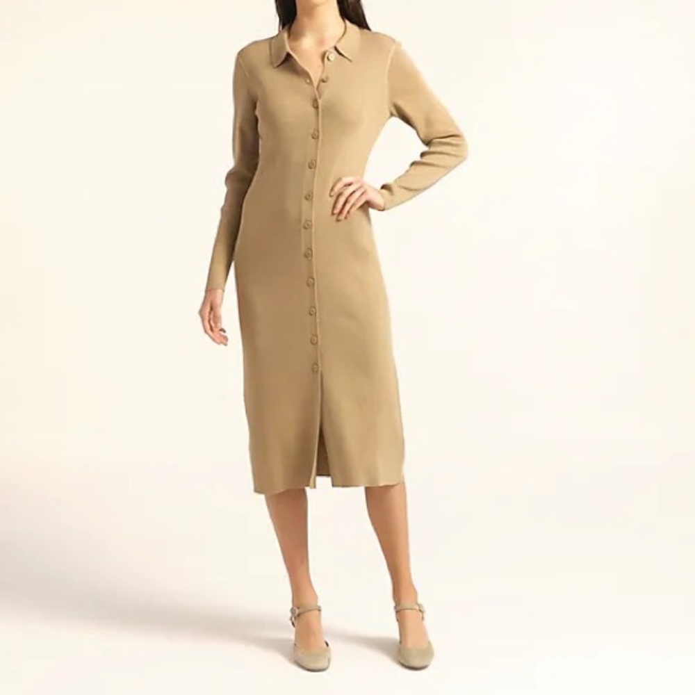 J.Crew Ribbed button-front silk-blend dress